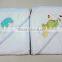 2015 Wholesale 100% cotton white color plain weave baby hooded towel with animal logo embroidery