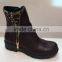 low heel leopard fur hot selling young fashion lady ankle shoes with zipper