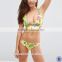 photos sexy full open lady Yellow Tropical Print Cut Out Triangle Bikini Top                        
                                                                Most Popular