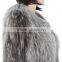 Women silver fox fur coat knitted fox fur coat KZ150081