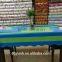 2015 Newest colorful stripe design plastic tablecloth with waved/straight edge