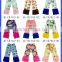 Navy Floral Printing 3/4 Pants Toddler Girl Floral Sew Sassy Icing Pants Girls Ruffle Pants