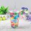 16oz double wall personalized acrylic tumbler with straw