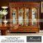 YB29 Antique Solid Wood Luxury hand carved living room furniture glass top square coffee table