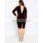 2016 Women Unlined Design Turtle Neckline Red Velvet Dress HSD9483
