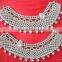 bridal Silver crystal broad payal ANKLETS pair feet bracelet