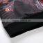 Leather sleeve round neck sweatshirt with digital printing