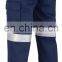 Mens 100% Cotton twill navy blue /orange reflective tape work pants