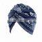 Idyllic Little Flower Torsion Cap Cotton Turban Hat With Chemotherapy Cap