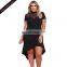 Wholesale New Mesh Insert Ruffled Hi-low Hem Plus Size Dress