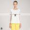 T-B507 Womens Back Pleating Plain White Tops Chiffon Blouse