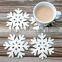 5mm thickness White Snowflake shape wool felt Christmas Coasters for Winter Holiday Decor