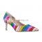 Women multi colors design pumps pointed toe comfortable heels sandals shoes