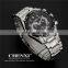 CHENXI 029A Fluently Design Tachymeter Case Watch Men Minute Second Stainless Steel Strap Luminous Analog Wrist Watches
