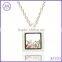 Square 22mm stainless steel clear glass locket