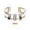 Breslate Design Jewellery 3 Rectangle White Turquoise Gold Cuff Bracelet