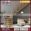 wood floating stairs price with steel pipe stair handrail