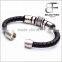 Fashion Stainless steel real leather Infinity bracelet Men Holiday Hand Chains Jewelry Accessories