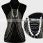 Europe and exaggerated alloy and pearl body chain tassel exaggerated fashion sexy personality big one body chain