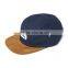High Quality Plain Orange Printed 5 Panel Cap Flat Brim Custom Logo 5 Panel Hat