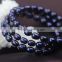 6mm AA rice shape peacock dyed color triple rows black freshwater pearl bracelet