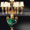 European Nouveal Malachite and Tiffany Stained Glass Table Lamp