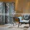 Bluish Green Simple and Refined Stool Chair Table and Screen Set, Bedroom Leisure Chair Set