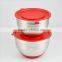wholesale non-slip Stainless Steel Mixing salad bowl with spout