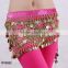 Tribal velvet wavy belly dancing coins hip scarf belly dance hip belt with coins