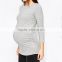 Wholesale pregnancy clothes blank 3/4 sleeve grey boatneck pregnancy maternity clothes