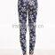 Navy Snowflake Print Leggings Polyester Spandex Outwear Sublimation Print Skinny Gym Jogger Customized Long Pants