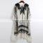 2017 Best Polyester & Cotton Women Long Cardigan mid-long style printed abstract pattern white and black