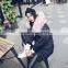 B22687A Korea fashion pink big fur collar long down jacket