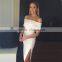 New Women Ladies Elegant Sexy Flounced Off Shoulder Bodycon Slit Side Pencil Eve Club Party Dresses Bandeau Summer Dress