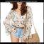 Latest Womens V Neck Flare Sleeve Blouse Design Pictures Multicolor Casual Floral Printed Top For Ladies