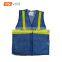 Yellow PVC refletive strips royalblue mesh fabric safety vest