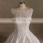 Gentle Rounded Neck Sleeveless Ball Gown Lace Satin Wedding Dress