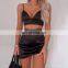 Wholesale Fashion Hot Sell Set 2020 Summer Amazon Women Sexy Adjustable Strap Satin Skirt Two-piece Set