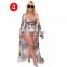 S-4xl Women Summer Bikini Set Sexy Beach Bohe Dollar Print Long Sleeve Cloak +Swimsuit Two Pieces Sets Swimsuit Bikini Set