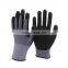 Protective Garden Work Gray Glove Shell 15g Nylon Spandex Black Nitrile Sandy Coating Glove