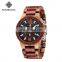 KUNHUANG 1019 new men quartz wooden bilaterally press buckle metal with wood style watch outdoor