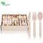 Yada Restaurant Take out Custom  Eco Cutlery Travel Handle Disposable Wooden Fork Spoon Knife Cutlery Set