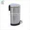 Eco-friendly mute indoor silver stainless steel trash can /garbage bin with foot pedal dustbin