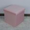 Foldable storage velvet ottoman-Pink