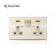 British style metal panel double gang 13a electric sockets