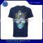 Skeleton and feather printing high quality custom t shirts in blue