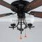 Hand Pull UL Ceiling Fan With Three Light 5 Wooden Blades