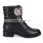 Catwalk New design genuine leather ankle boots rinestone belt buckles women boots zipper boots