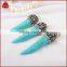 Small Pepper Shape Blue Turquoise With Withe Zircon Pendant Bead