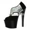 Sexy Glitter Ultra High Heels Sandals Fashion 7 Inch Platforms Shoes Spool Heel Dance Shoes Party Slippers
